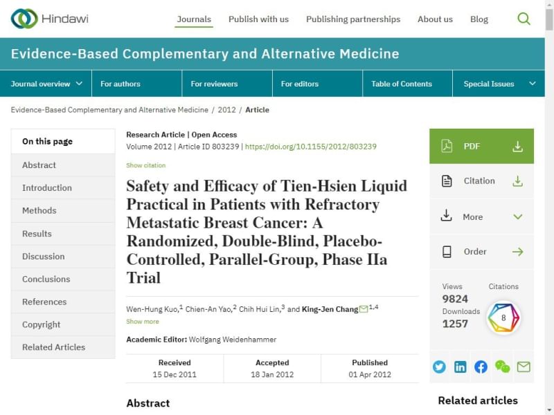Evidence-Based Complementary and Alternative Medicine
