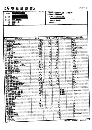 病院での検査詳細情報