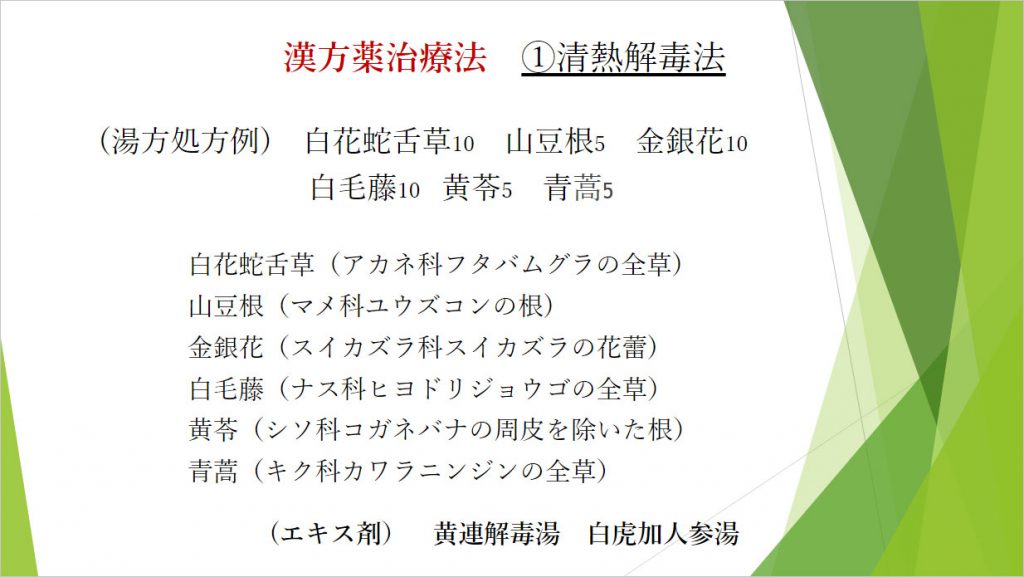 漢方薬治療法 1清熱解毒法